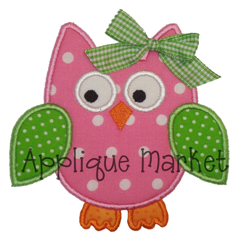 Machine Embroidery Design Applique Owl 4 Sizes INSTANT DOWNLOAD image 1