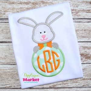 Machine à broderie Design broderie lapin monogramme cercle Applique téléchargement immédiat