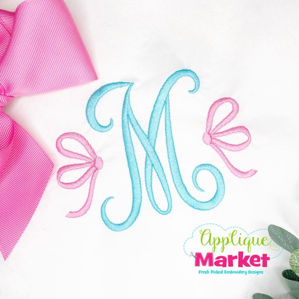 Machine Embroidery Design Embroidery Side Monogram Bows Satin INSTANT DOWNLOAD