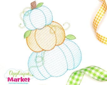 Machine Embroidery Design Stacked Pumpkins Sketch INSTANT DOWNLOAD