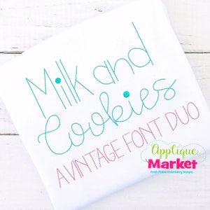 Machine Embroidery Font Milk and Cookies Bean Stitch Font Duo INSTANT DOWNLOAD