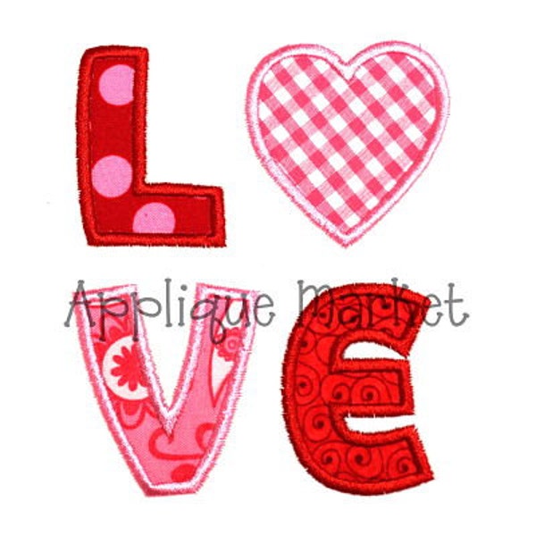 Machine Embroidery Design Applique Love INSTANT DOWNLOAD