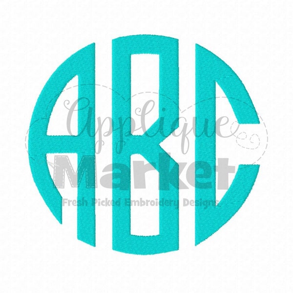 Machine Embroidery Design Embroidery Natural Circle Monogram Filled Font INSTANT DOWNLOAD