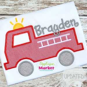 Machine Embroidery Design Applique Fire Truck INSTANT DOWNLOAD