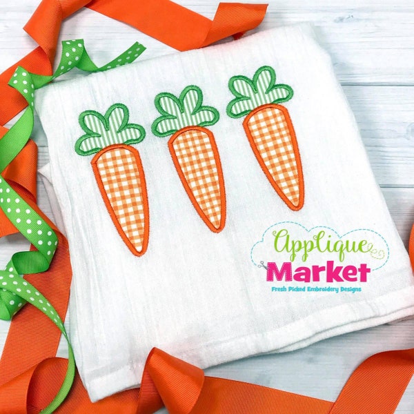 Machine Embroidery Design Applique Carrot Trio INSTANT DOWNLOAD