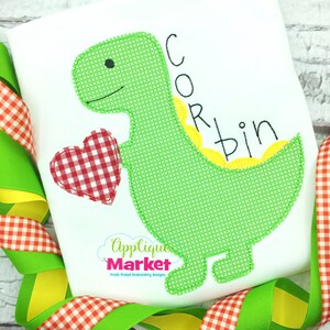 Machine Embroidery Design Applique Dinosaur Heart Bean INSTANT DOWNLOAD