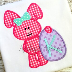Machine Embroidery Design Applique Easter Egg Bunny Girl INSTANT DOWNLOAD