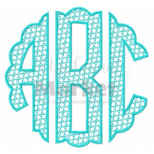 Machine Embroidery Design Embroidery Circle Scallop Monogram Patterns-Football Font INSTANT DOWNLOAD