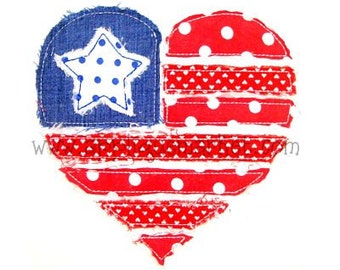 Machine Embroidery Design Applique Raggy Heart Flag INSTANT DOWNLOAD