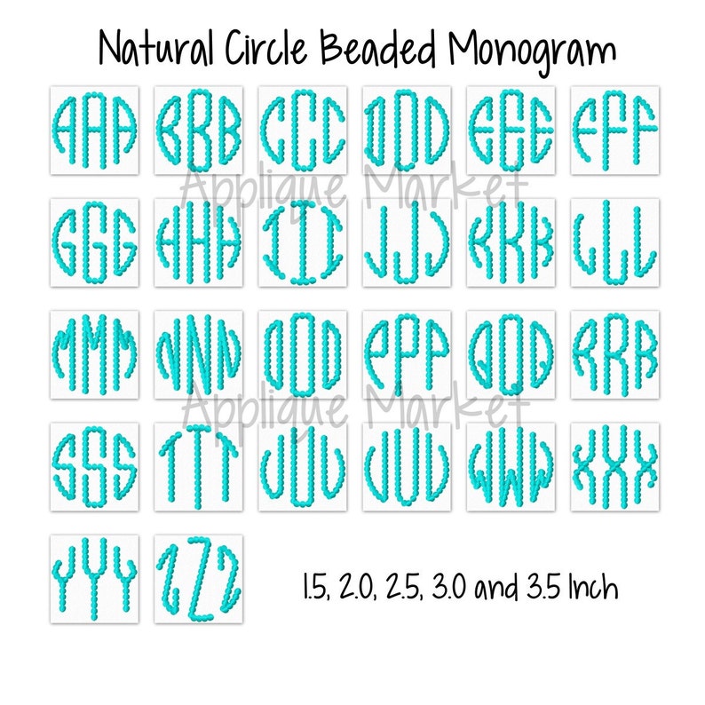 Machine Embroidery Design Embroidery Round Monogram Beaded Font INSTANT ...