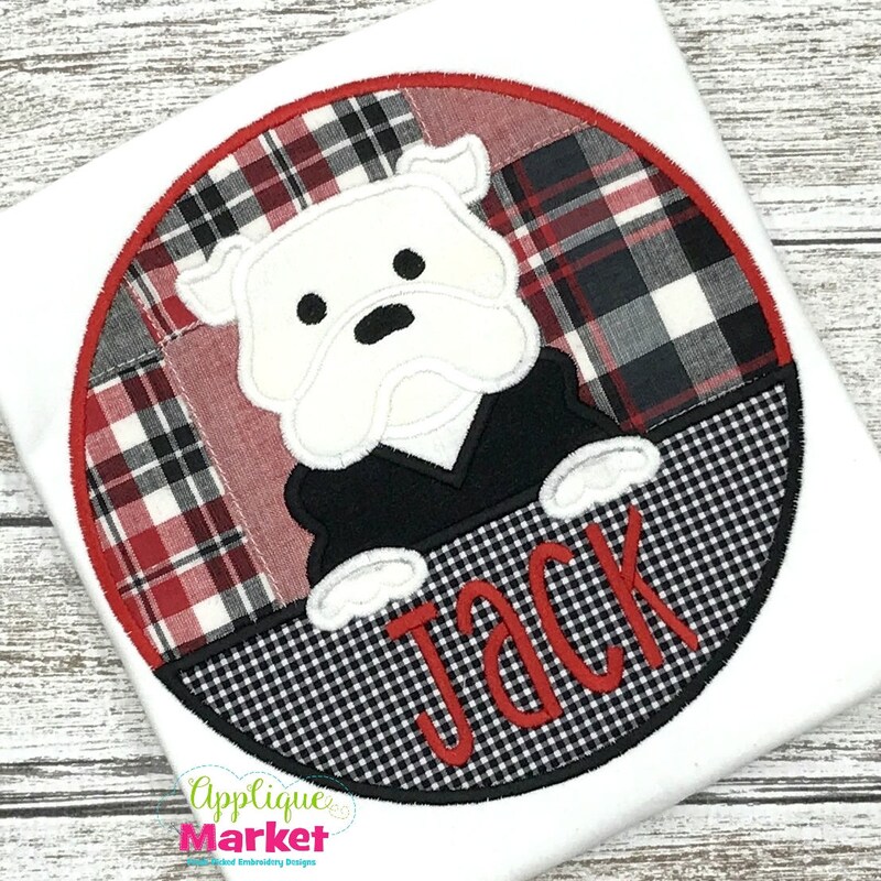 Georgia Bulldog Bow Embroidery Bubble
