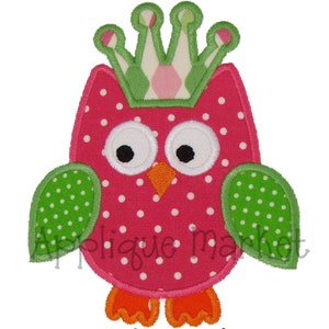 Machine Embroidery Design Applique Princess Owl 4 Sizes INSTANT DOWNLOAD