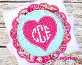 Machine Embroidery Design Applique Heart Scallop INSTANT DOWNLOAD