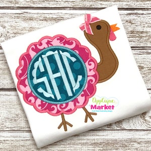 Machine Embroidery Design Embroidery Turkey Scallop Monogram Applique INSTANT DOWNLOAD