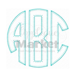 Machine Embroidery Design Round Monogram Applique Blanket Stitch Font INSTANT DOWNLOAD
