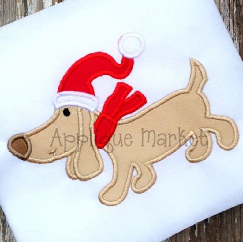 Machine Embroidery Design Applique Wiener Dog Santa 1 INSTANT Etsy