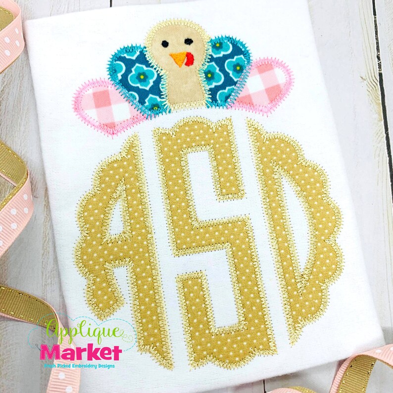Machine Embroidery Design Round Scallop Applique Monogram Font Etsy