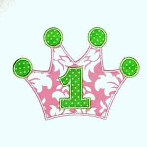 Machine Embroidery Design Applique Crown alone or with No. 1 INSTANT DOWNLOAD