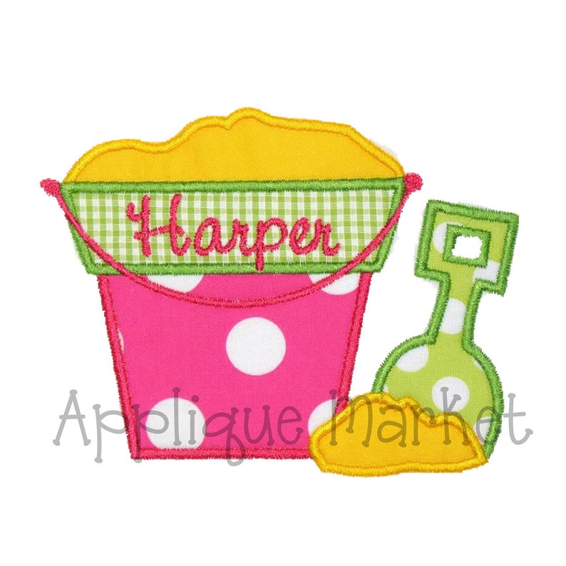 Machine Embroidery Design Applique Beach Bucket INSTANT DOWNLOAD image 1