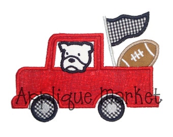 Machine Embroidery Design Applique Truck with Bulldog INSANT DOWNLOAD