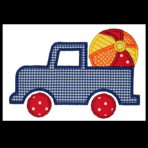 Machine Embroidery Design Applique Truck Beach Ball INSTANT DOWNLOAD