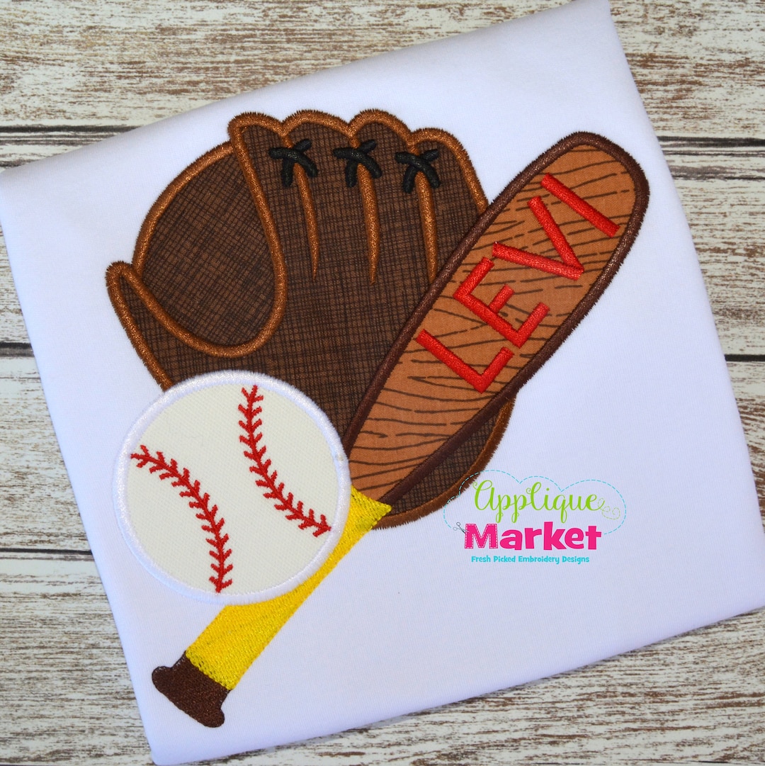 Machine Embroidery Design Embroidery Bat Ball Glove INSTANT