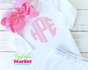 Machine Embroidery Design Scallop Circle Monogram Sketch Fill Stitch INSTANT DOWNLOAD