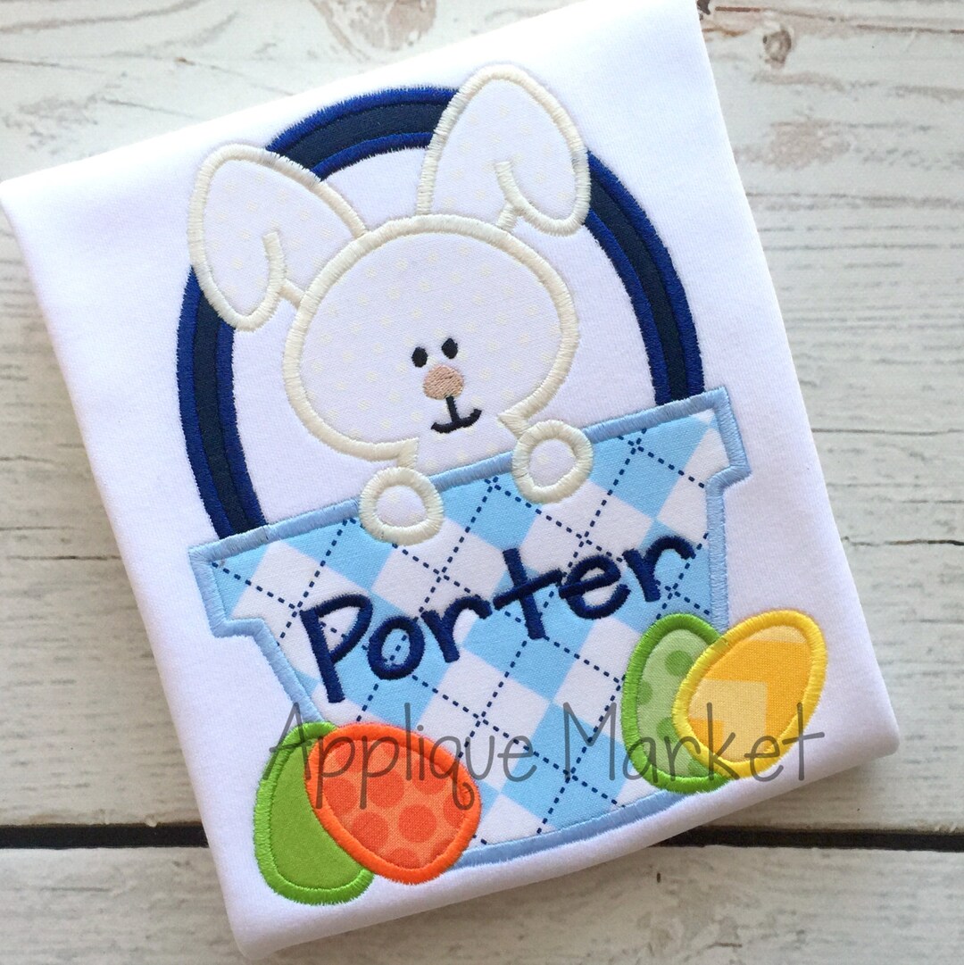 Machine Embroidery Design Applique Easter Basket Bunny 2 INSTANT