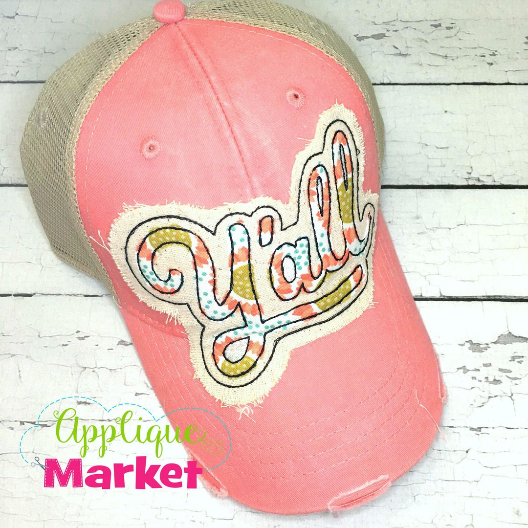 Machine Embroidery Applique Design Y'all Hat Patch INSTANT DOWNLOAD Etsy