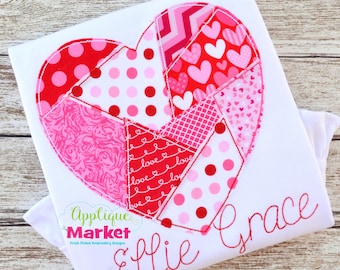 Machine Embroidery Design Applique Patchwork Heart INSTANT DOWNLOAD
