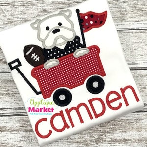 Machine Embroidery Design Applique Bulldog Wagon INSTANT DOWNLOAD