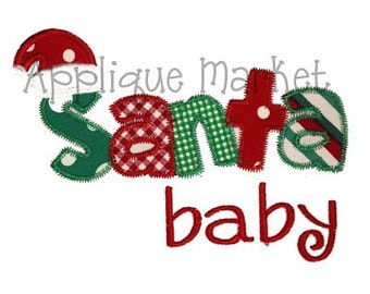 M&aacute;quina del bordado dise&ntilde;o Applique Santa Baby descarga instant&aacute;nea