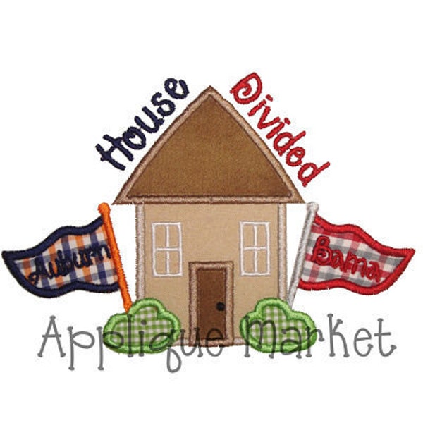 Machine Embroidery Design Applique House Divided INSTANT DOWNLOAD