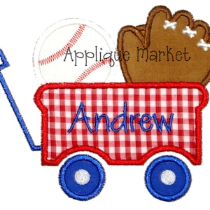 Machine Embroidery Design Applique Baseball Wagon INSTANT DOWNLOAD