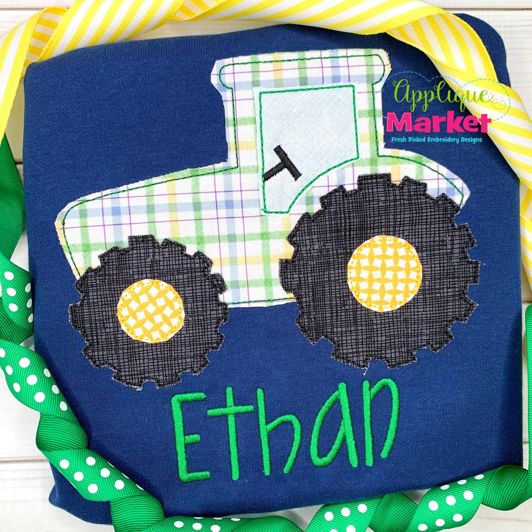 Machine Embroidery Design Embroidery Tractor Chunky Tires Bean Stitch ...