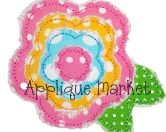 Machine Embroidery Design Applique Frayed Raggy Flower 6 Sizes INSTANT DOWNLOAD