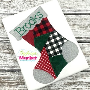 Machine Embroidery Design Applique Patchwork Stocking INSTANT DOWNLOAD