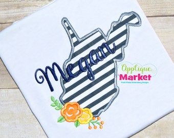 Maschine Stickerei Design Stickerei West Virginia Blumen Applikation sofort-DOWNLOAD