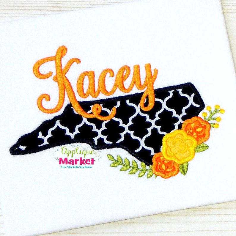 Machine Embroidery Design Embroidery North Carolina Flowers Etsy
