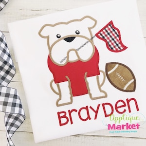 Machine Embroidery Applique Design Bulldog Pennant Football INSTANT DOWNLOAD