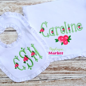 Machine Embroidery Design Fishtail Rose Monogram Alphabet Font INSTANT DOWNLOAD