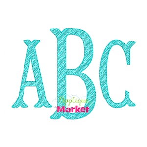 Machine Embroidery Design Fishtail Monogram Sketch Fill Font INSTANT DOWNLOAD