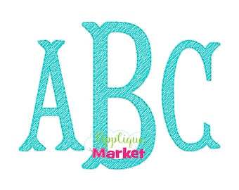 Machine Embroidery Design Fishtail Monogram Sketch Fill Font INSTANT DOWNLOAD