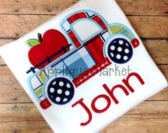 Machine Embroidery Design Applique Truck 2 with Apple INSTANT DOWNLOAD