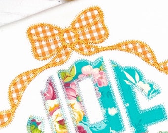 Machine Embroidery Design Bow Monogram Topper Zig Zag INSTANT DOWNLOAD