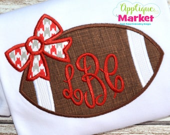 Machine Embroidery Design Applique Football Bow INSTANT DOWNLOAD