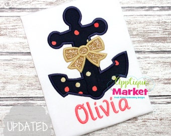 Machine Embroidery Design Applique Anchor Bow INSTANT DOWNLOAD