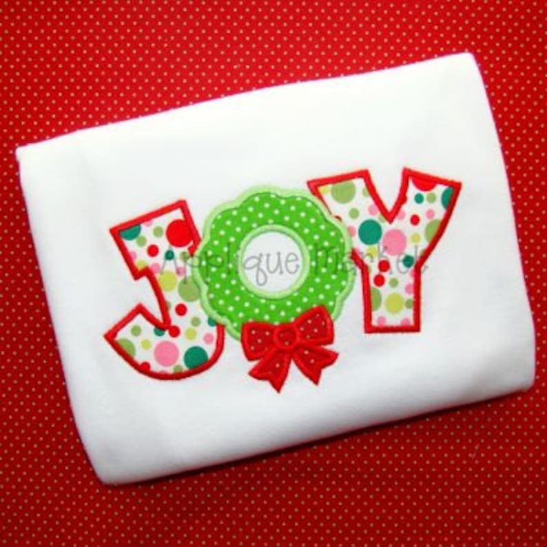 Machine Embroidery Design Applique Joy Wreath INSTANT DOWNLOAD Etsy