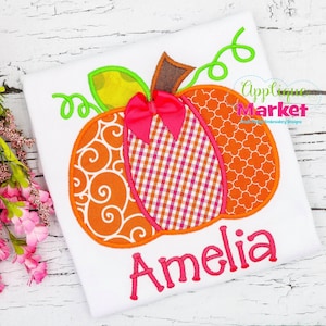 Machine Embroidery Design Applique Pumpkin Three Fabrics INSTANT DOWNLOAD