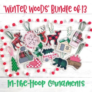 Machine Embroidery Design Applique In the Hoop Christmas Ornaments Winter Woods Bundle INSTANT DOWNLOAD